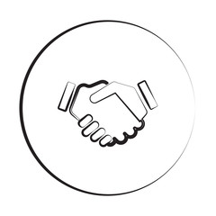 Black ink style Handshake Agreement icon with circle