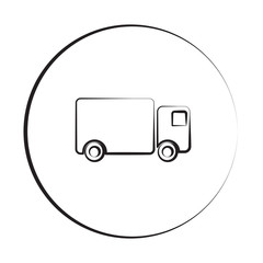 Black ink style Delivery Truck icon with circle
