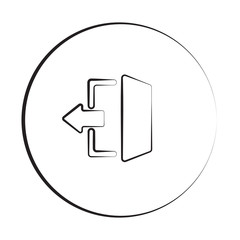 Black ink style Exit icon with circle