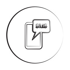 Black ink style Sms icon with circle