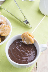 Chocolate dumpling with donuts
