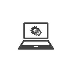 Laptop gears icon vector