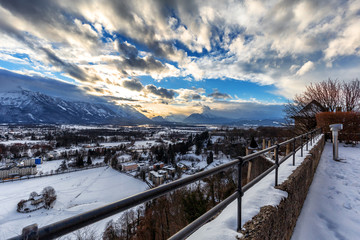 Aerial panoramic view from the top of Hohensalzburg fortress (Ca