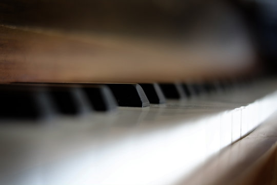 Piano Keys on Old Vintage Instrument Ebony & Ivory