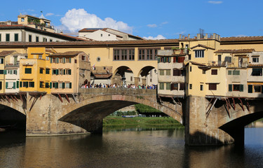 Bridge called Ponte Vecchio in Florence Italy over Arno River