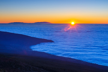 Sunset over Teide volcano in Tenerife, Canary island, Spain