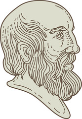 Plato Greek Philosopher Head Mono Line