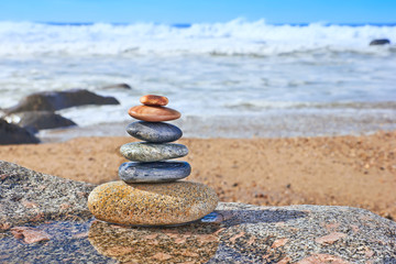Fototapeta na wymiar Pebbles on Beach, Symbols Of Peace