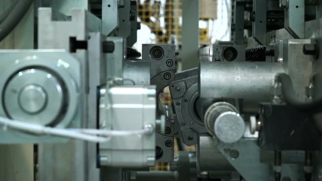 Factory. machines for pressing silicone insulators of high-voltage electric transmission lines