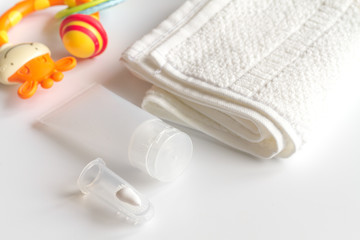 children's toothbrush oral care on white background