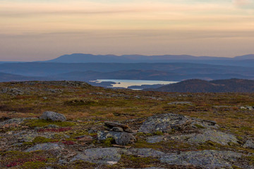Fototapeta na wymiar Sunset view of mountain range from Åre Skutan