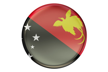 Badge with flag of Papua New Guinea, 3D rendering
