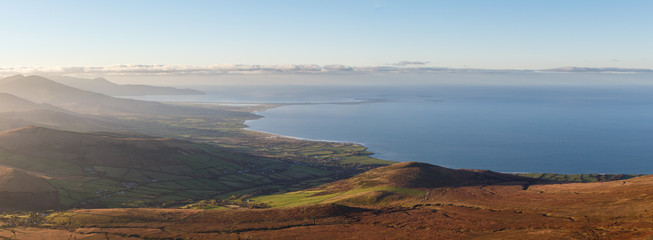 Fototapeta na wymiar Looking West along the Dingle Peninsula towards the Maharees and Brandon Point from the slopes of Caherconree, County Kerry, Ireland