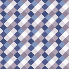 Seamless geometric checked pattern. Diagonal square, woven line background. Rhombus, patchwork texture. Blue, gray, white pastel colored. Vector