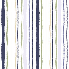 Seamless strip pattern. Vertical lines with torn paper effect. Shred edge texture. Olive, gray, beige on white colored, background. Vector