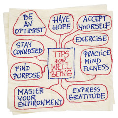 tips for well being on napkin