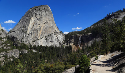 Liberty Cap and Nevada Falls. Photographed from the John Muir Trail, Yosemite National Park, California.