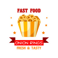 Onion Rings Fast Food meal vector emblem