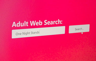 One Night Stand Adult Web Search - video closeup of a computer screen as a horny web user types in his search for sexy singles or adultery online