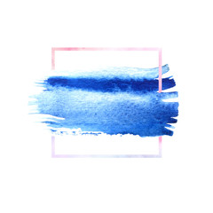 Blue watercolor brush strokes with space for your own text