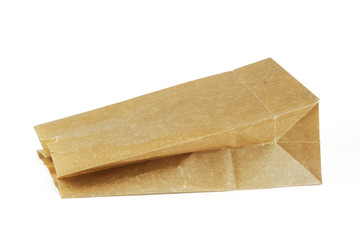 brown food bag isolated on white background