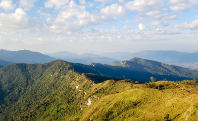 Fototapeta premium Landscape of mountains blue sky and cloud in chiang rai, Thailan