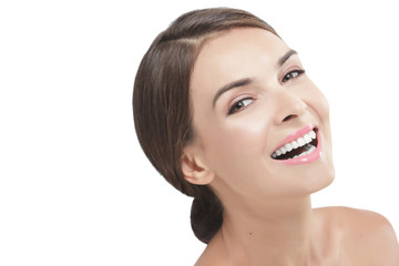 Obraz premium beautiful young model with natural make up laughing