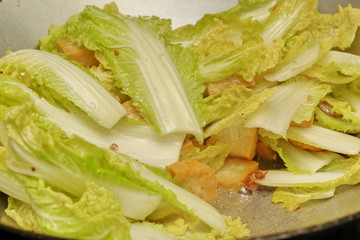 Cooking , Fried Chinese cabbage with tofu.