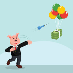 business pig darts to flying money