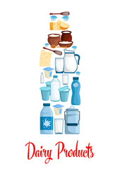 Milk bottle of vector dairy products