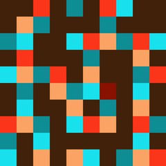 Seamless vector pattern of geometric shapes of colored squares.