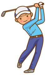 ゴルフスイング　男性のイメージイラスト