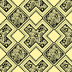 Seamless vector decorative hand drawn pattern. ethnic endless background with ornamental decorative elements with traditional etnic motives, tribal geometric figures.