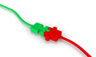 Puzzle cable connection 3d