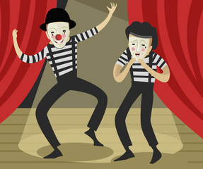 two mimes acting on stage