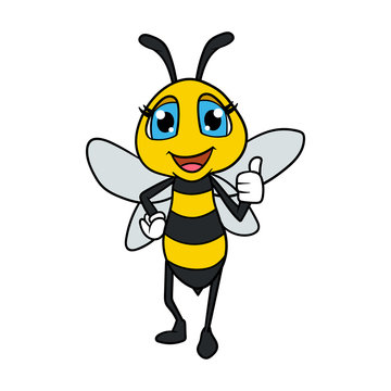 Friendly Cartoon Female Bee Vector Illustration
