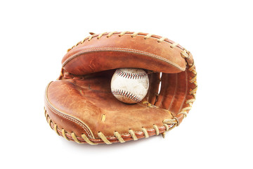 Baseball in catcher's glove