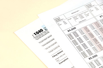 close up on 1040 tax form