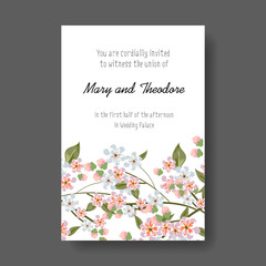 Elegant wedding invitation card with a picture of flowers