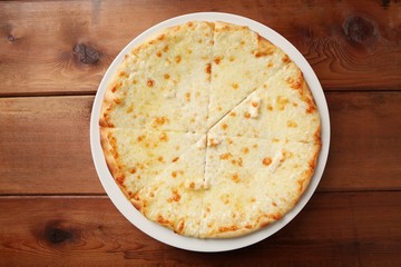 Gorgonzola pizza on table