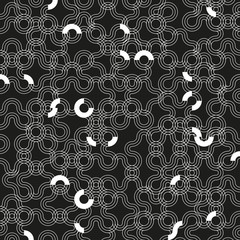 Modern black and white background with round lines. Monochrome abstract illustration with chaotic wavy motives and elliptic shapes. Element of design.