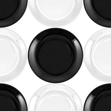 Black and White plate seamless pattern