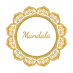 Gold frame vector isolated on white background.