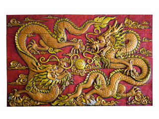Chinese dragon style sculpture isolate on white background