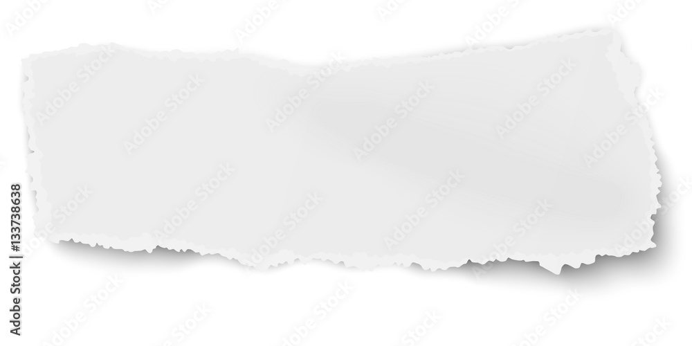 Wall mural vector ragged torned paper scrap with soft shadow isolated on white background