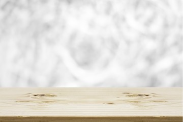 Wood table top on shiny bokeh white of nature background, used for display your products
