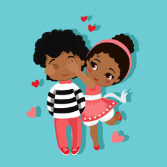 Valentine's Day. Boy and girl. Love cards. Vector illustration