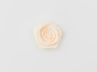 Rose flower of ribbon on white background  .