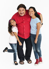 Fototapeta premium Asian Family Hugging Studio Concept