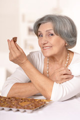 woman eating candies 